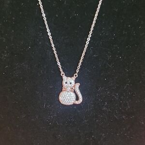 Pretty Bird 18k Plated White GoldCat Necklace